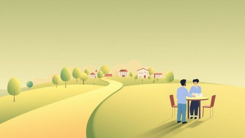 Un sendero suave ilustra crecimiento colaborativo