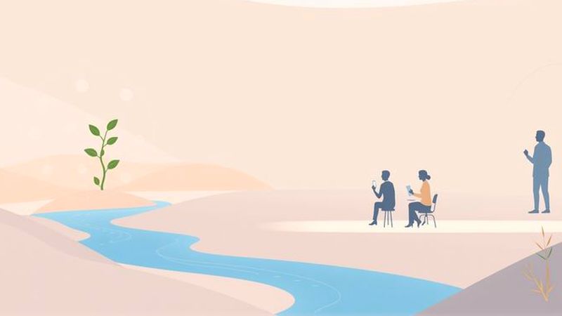 Una ilustración editorial optimista visualiza crecimiento colaborativo