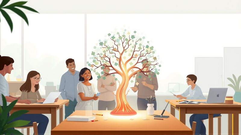 Colaboración armoniosa construye conocimiento en calma