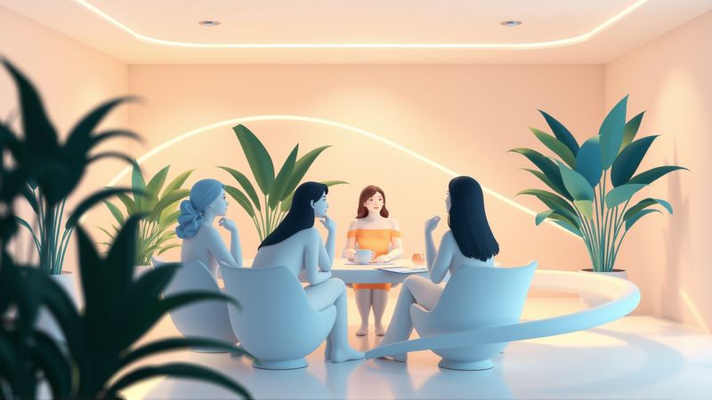 Colaboración tranquila y optimista en espacio limpio