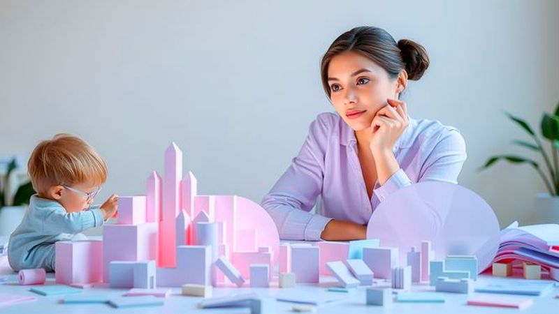 Una mujer planifica con calma y creatividad