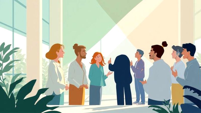Colaboración dinámica en espacio luminoso y creativo