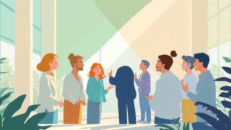 Colaboración dinámica en espacio luminoso y creativo